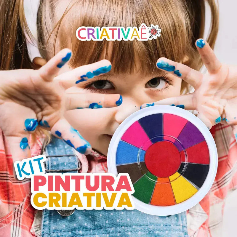 KIT Pintura Criativa - Montessori de Pintura à Dedo FigerFunKids Criativaê (Atóxico e Lavável) I&C 3 Criativaê 